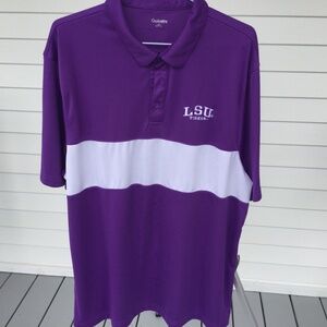 Men’s Captivating Apparel LSU Purple & White Golf Shirt Short Sleeve, Size XL
